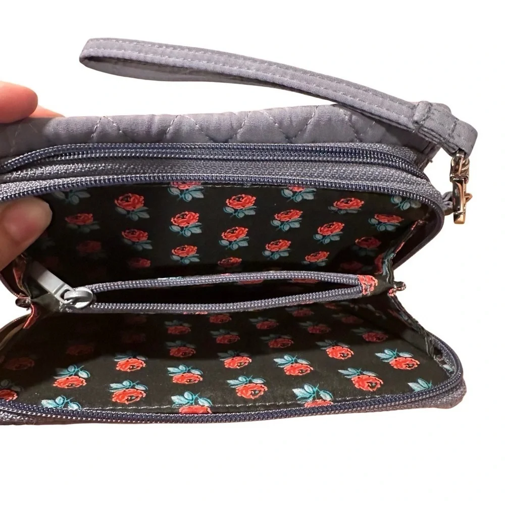 Vera Bradley RFID 3-in-1 Wristlet Bag in Microfiber (no crossbody strap) Gray